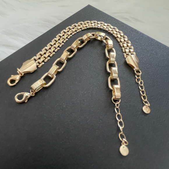 18K Gold Plated Over Brass Watch Band Link Bracelet Bundle - Picture 2 of 11